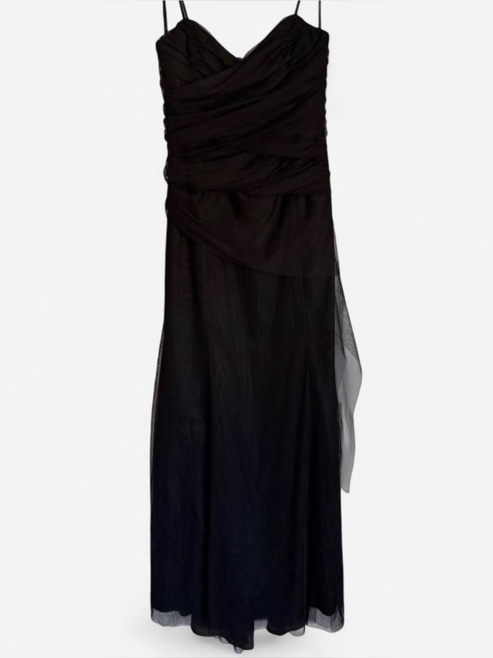 Elegant Black Spaghetti-Strap Evening Dress - Vera Wang